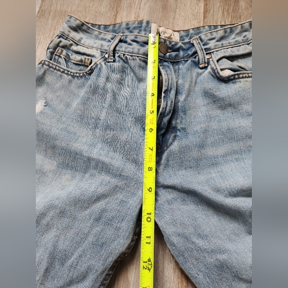 Evidnt Med Wash Med Rise Blue Denim Jeans Distressed Straight Leg Sz 27 - Picture 8 of 10